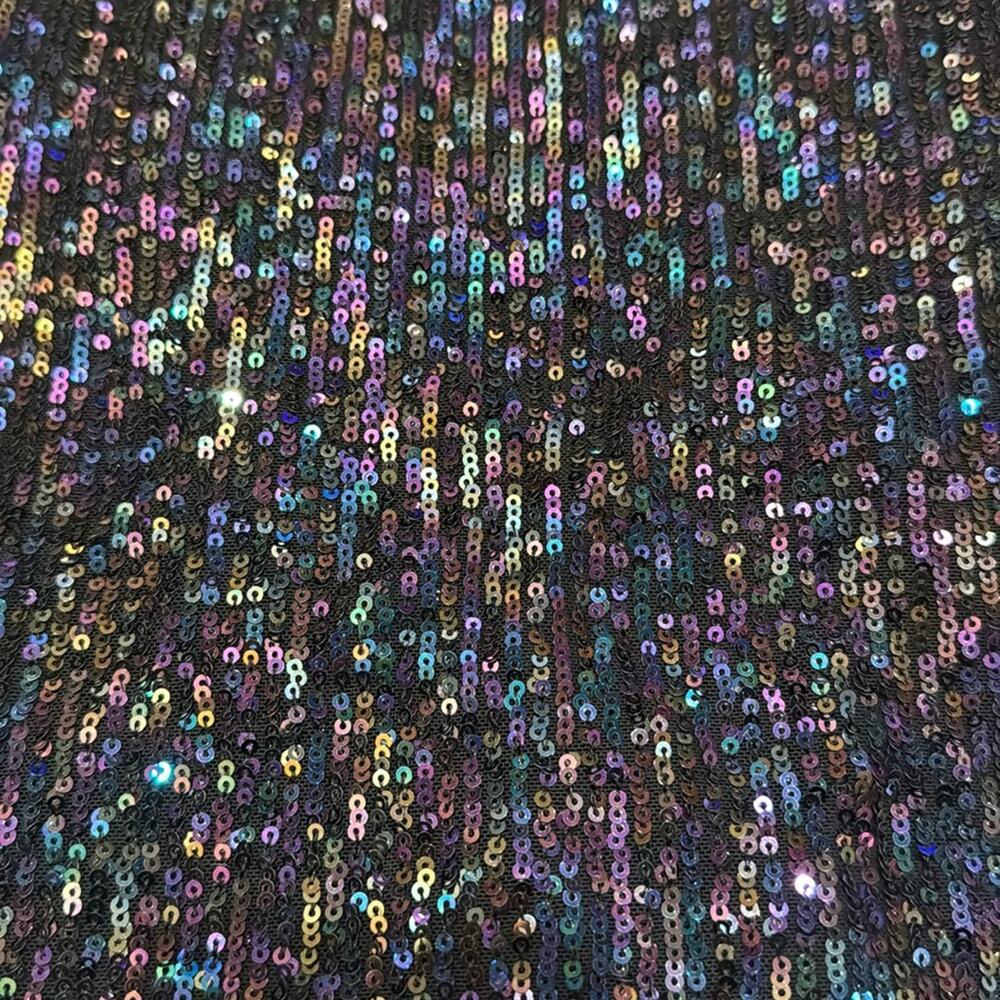 Free People Gold Rush Sequin Long Sleeve Top - Black Combo Size XS - Picture 5 of 8